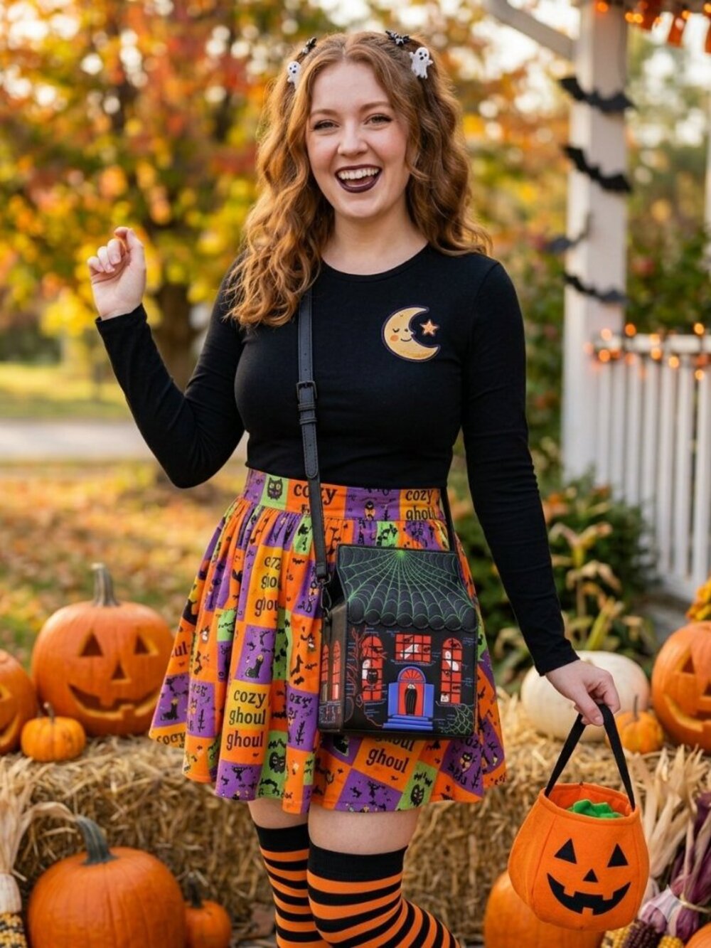 NWOT Fine By Me Mad Engine Halloween Haunted House Crossbody Purse Bag